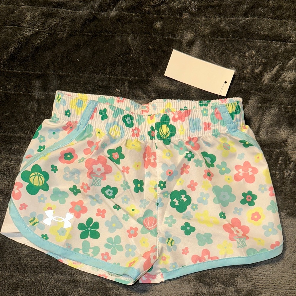 NWT Under Armour White and Blue Floral Shorts (12 Months)